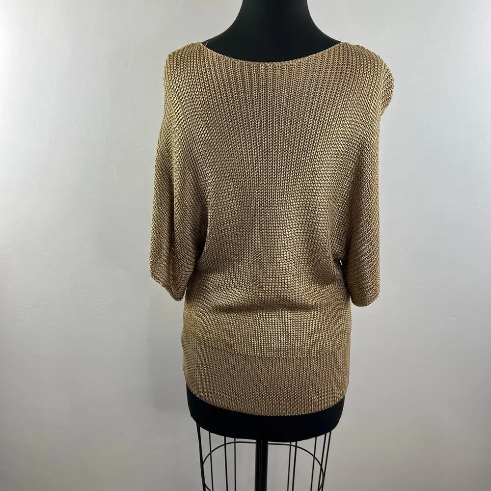 LAUREN RALPH LAUREN Gold Batwing Sleeve Bateau Neckline Sweater Tunic Size XL